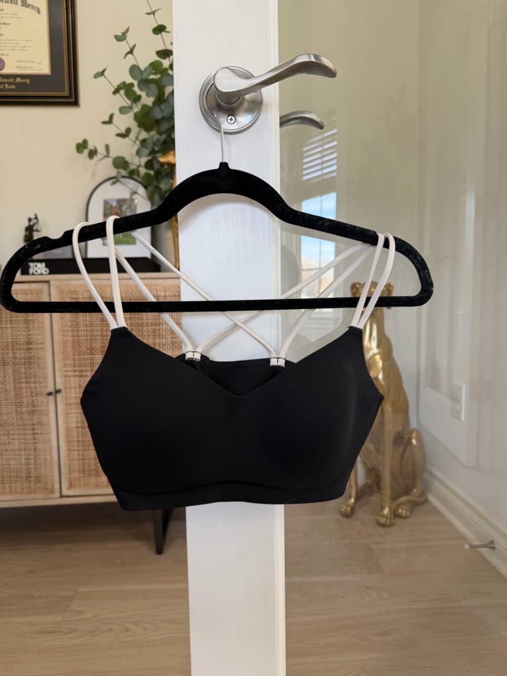 Victoria’s Secret VSX Black Strappy Bralette with White Straps - Small